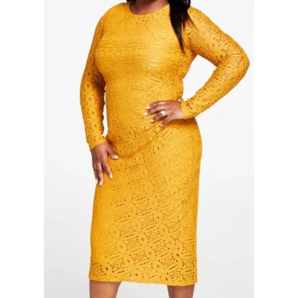 Kasper Lace Side-Pleated Bodycon Midi Dress - Kasper Gold - Size M Kasper Lace Side-Pleated Bodycon Midi Dress - Kasper Gold - Size M